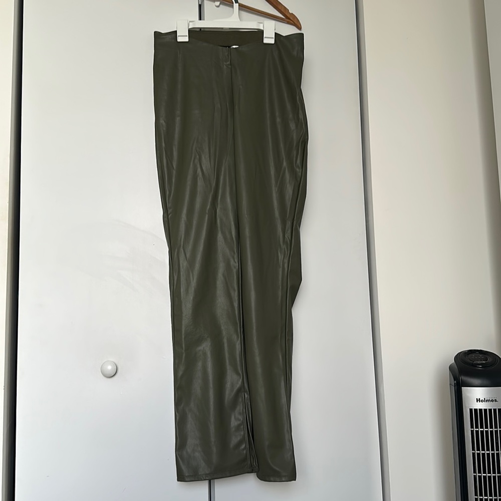Leather flare pants